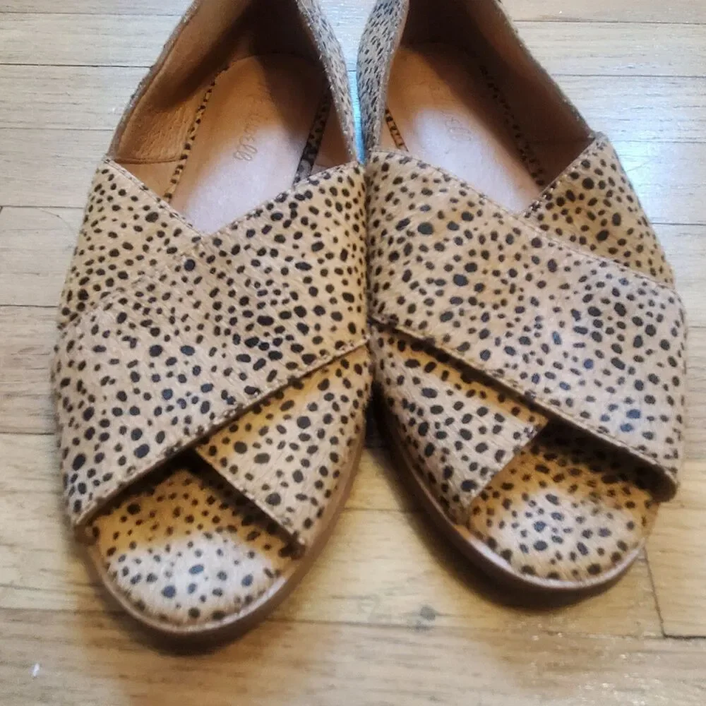 Madewell The Blaine CrissCross Spotted Calf Hair Leather Flats Women's 7 1/2